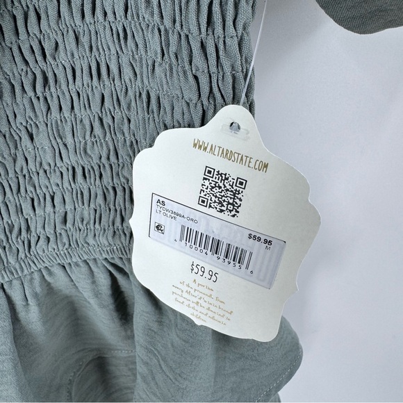 Altar'd State Green Peplum Blouse with Ruffled Short Sleeves - Picture 6 of 8